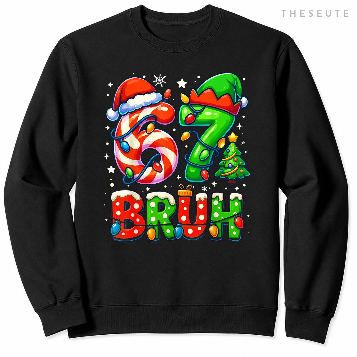 Bruh 67 Six Seven 6 7 Meme Christmas Funny Boy Girl Kids Sweatshirt