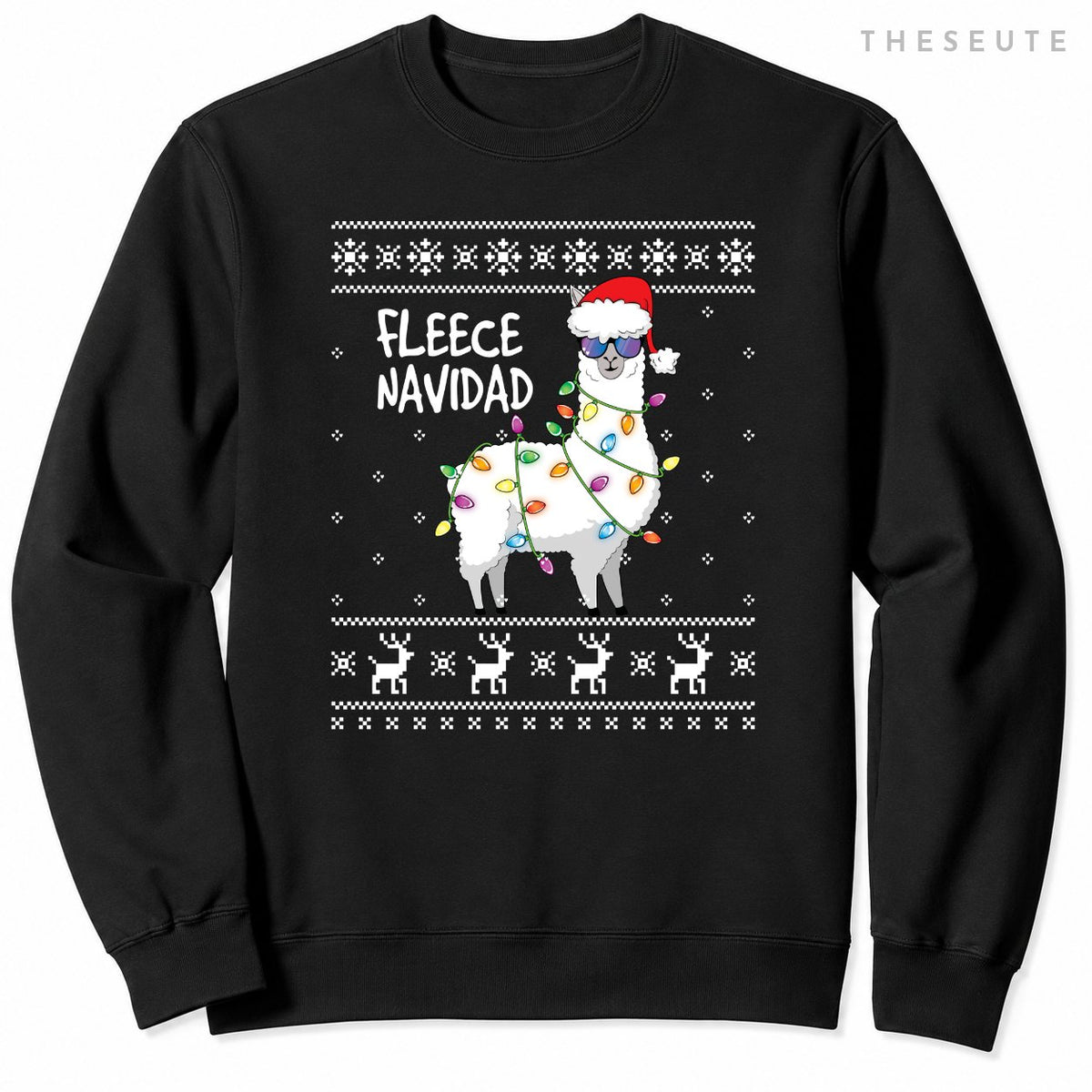 Fleece Feliz Navidad Funny Llama Ugly Christmas Sweatshirt