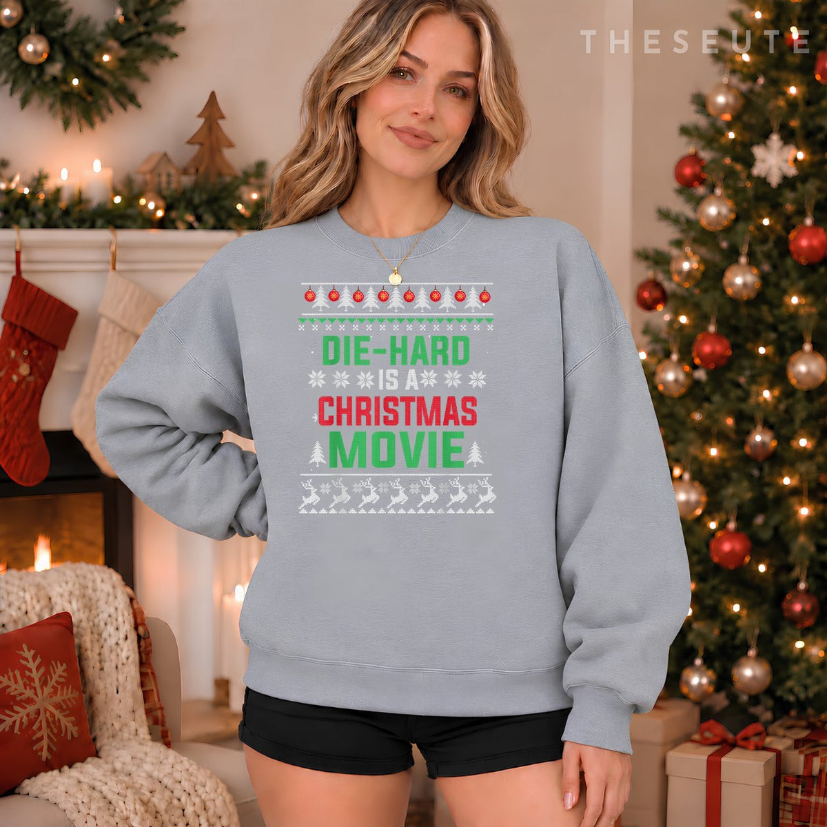 Die-Hard Is A Christmas Movie Funny Ugly Christmas Pajama Sweatshirt