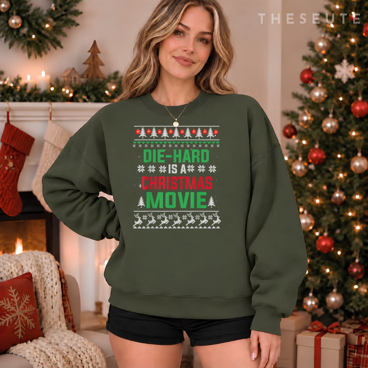 Die-Hard Is A Christmas Movie Funny Ugly Christmas Pajama Sweatshirt