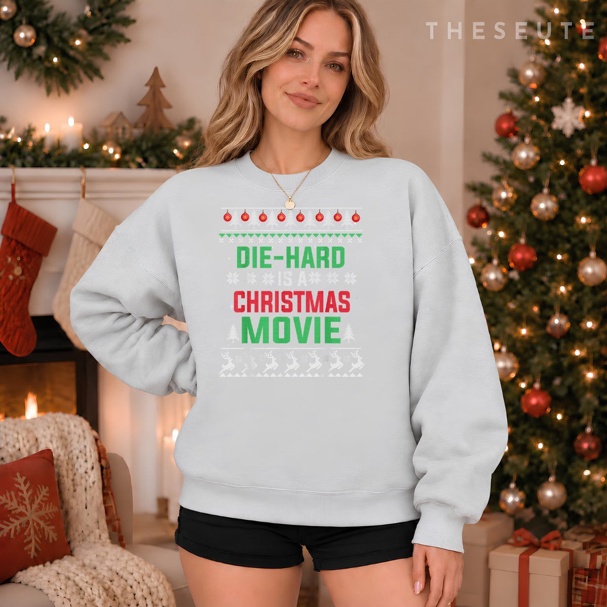 Die-Hard Is A Christmas Movie Funny Ugly Christmas Pajama Sweatshirt
