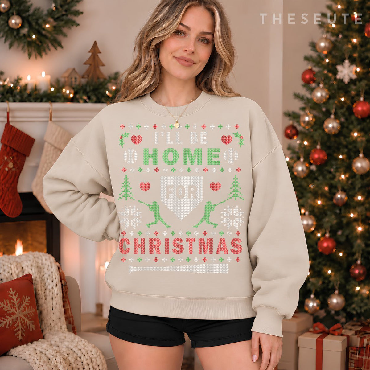 I'LL BE HOME FOR CHRISTMAS BASEBALL UGLY CHRISTMAS SHIRTS Sweatshirt