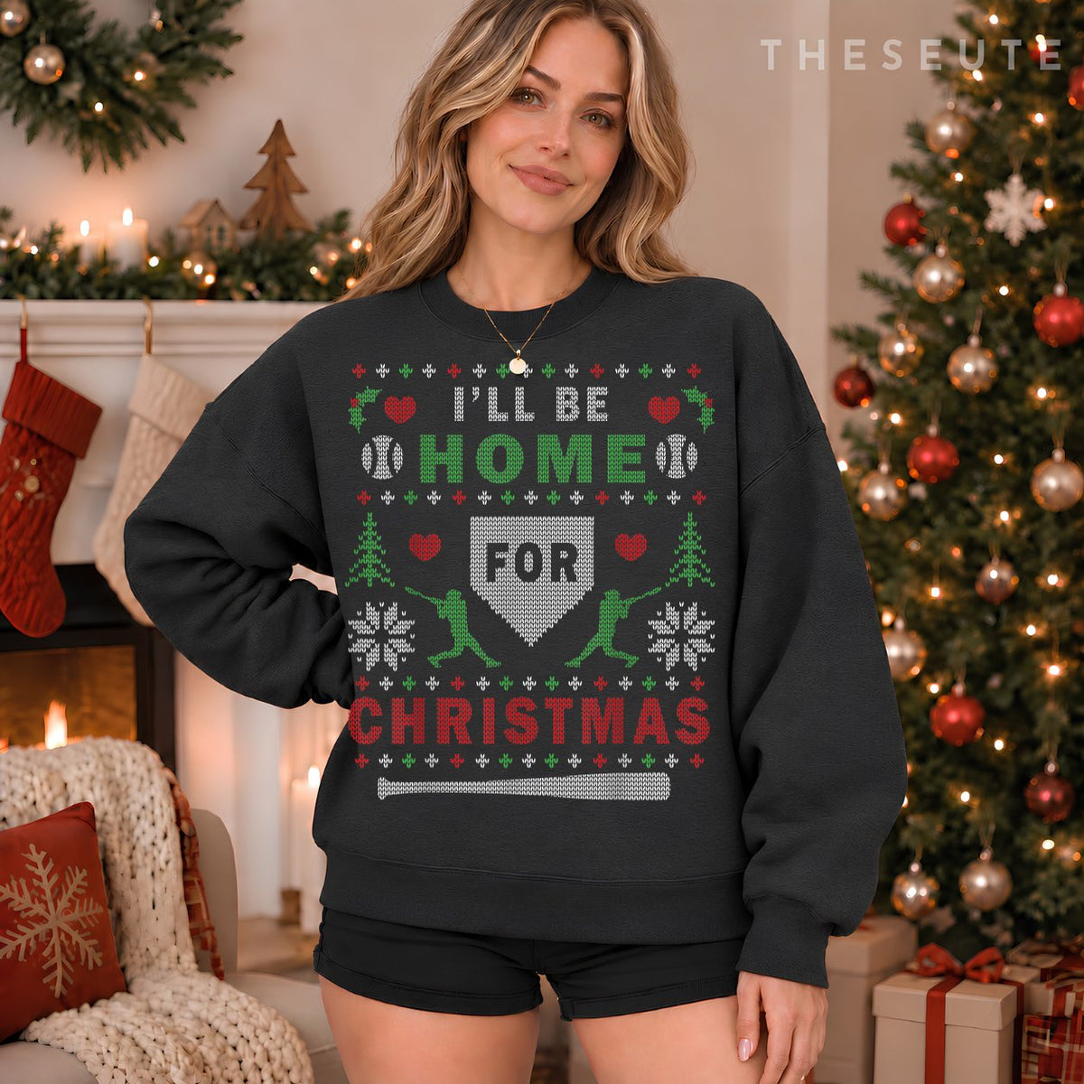 I'LL BE HOME FOR CHRISTMAS BASEBALL UGLY CHRISTMAS SHIRTS Sweatshirt