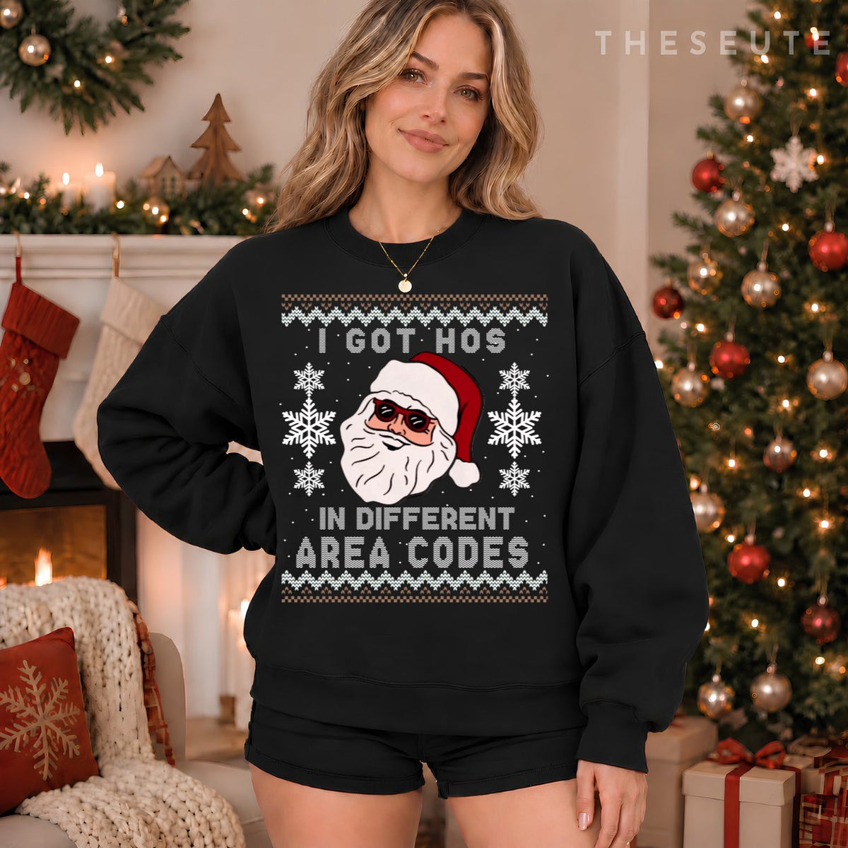 I Got Hos In Different Area Codes Funny Christmas Sweatshirt