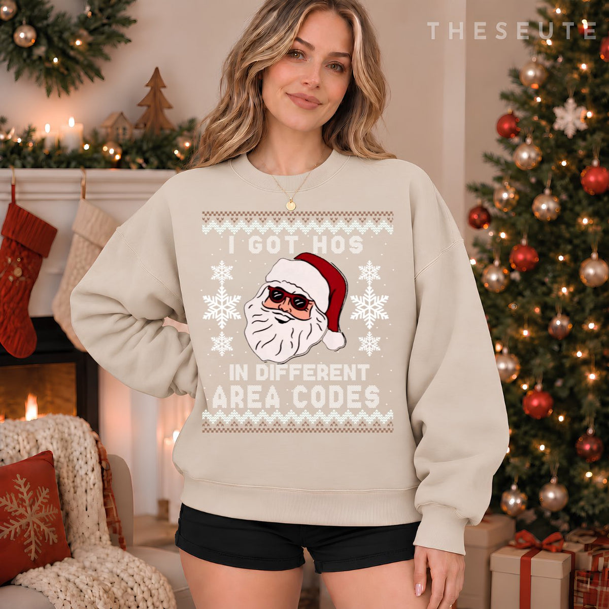 I Got Hos In Different Area Codes Funny Christmas Sweatshirt