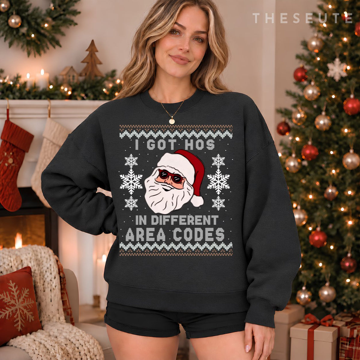 I Got Hos In Different Area Codes Funny Christmas Sweatshirt