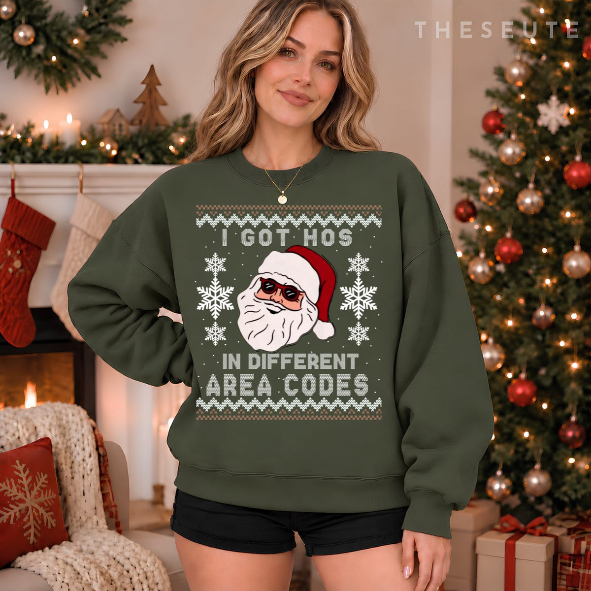 I Got Hos In Different Area Codes Funny Christmas Sweatshirt