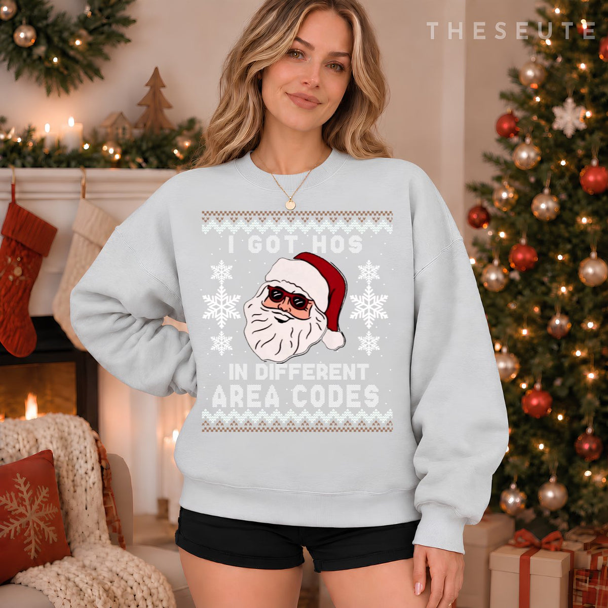 I Got Hos In Different Area Codes Funny Christmas Sweatshirt