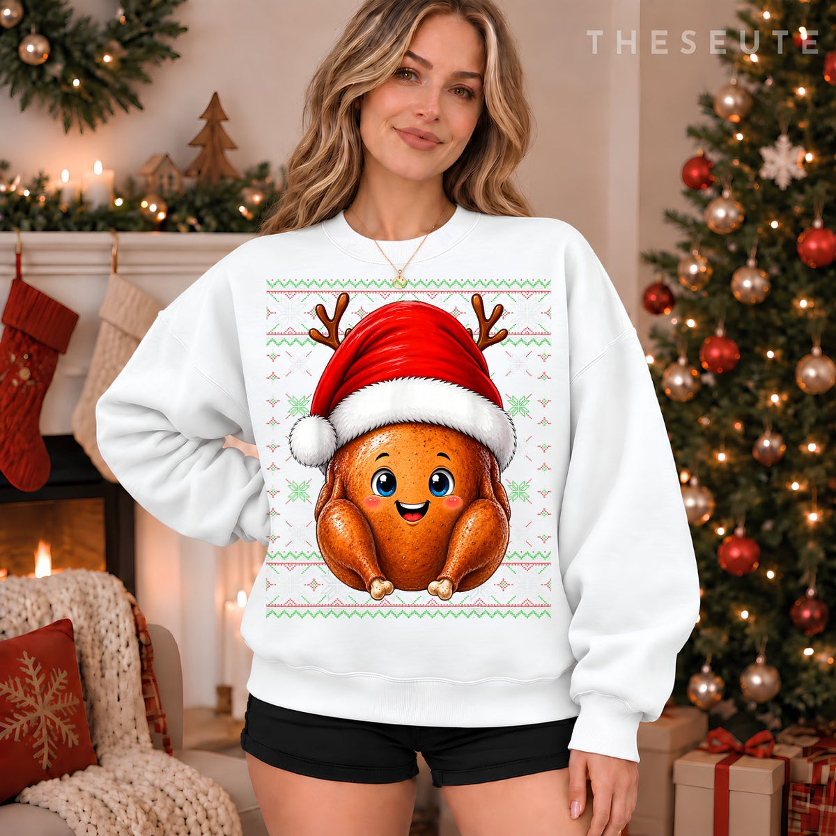 Roast Chicken Christmas Ugly Sweatshirt Festive Fun Food Xmas Sweatshirt