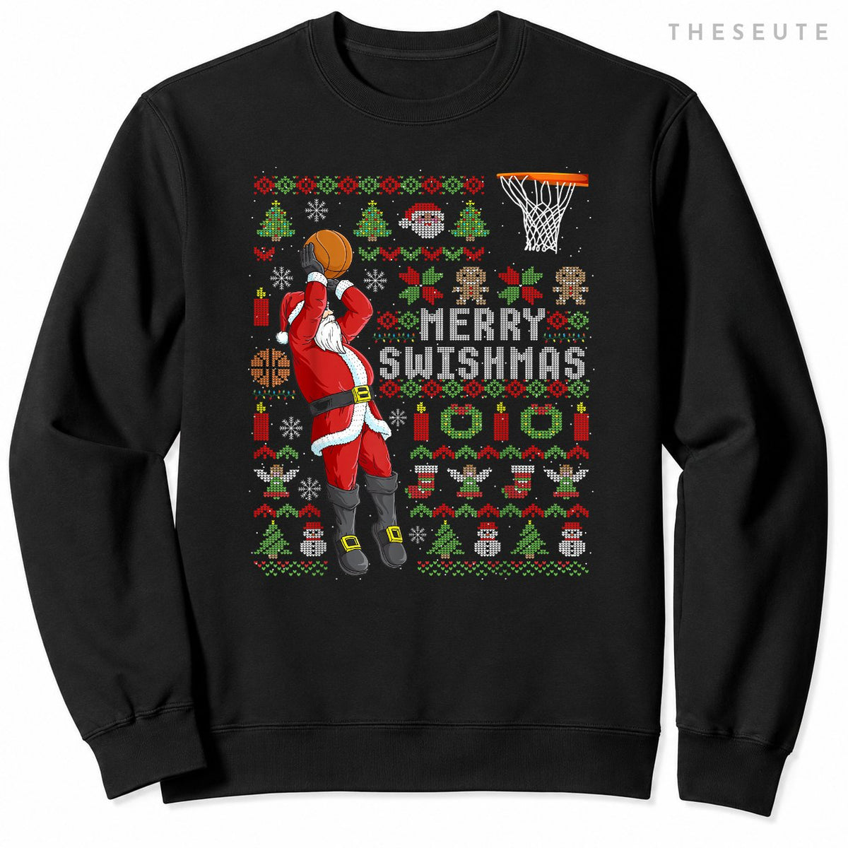 Merry Swishmas Ugly Christmas Basketball Christmas Gift Sweatshirt