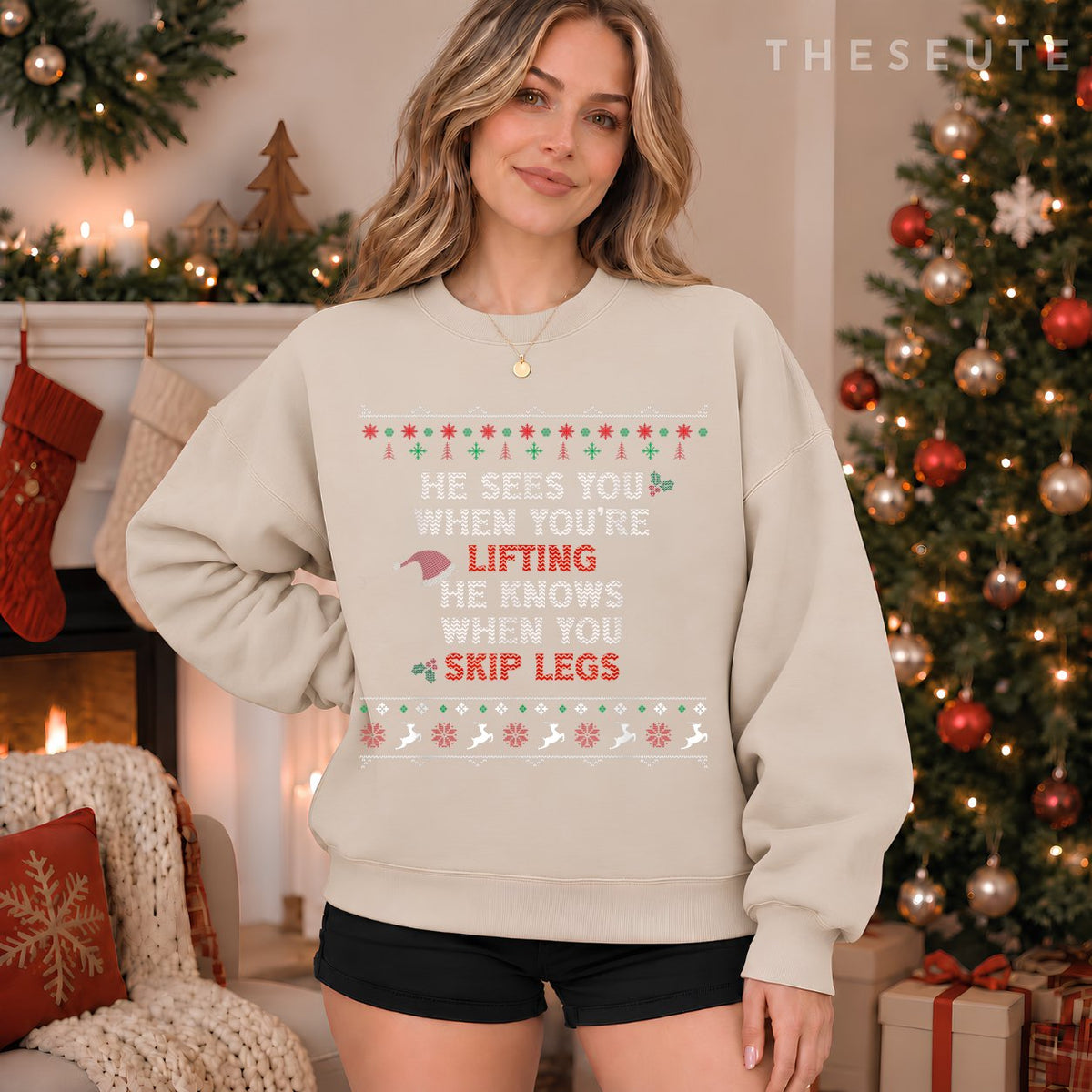 Ugly Funny Christmas Sweatshirt Style Lifting Fitness Slogan Sweatshirt