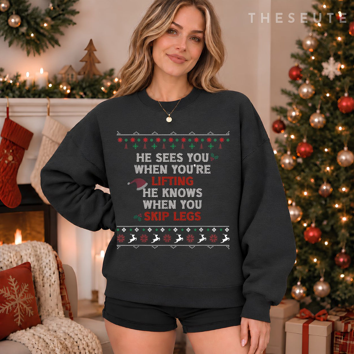 Ugly Funny Christmas Sweatshirt Style Lifting Fitness Slogan Sweatshirt