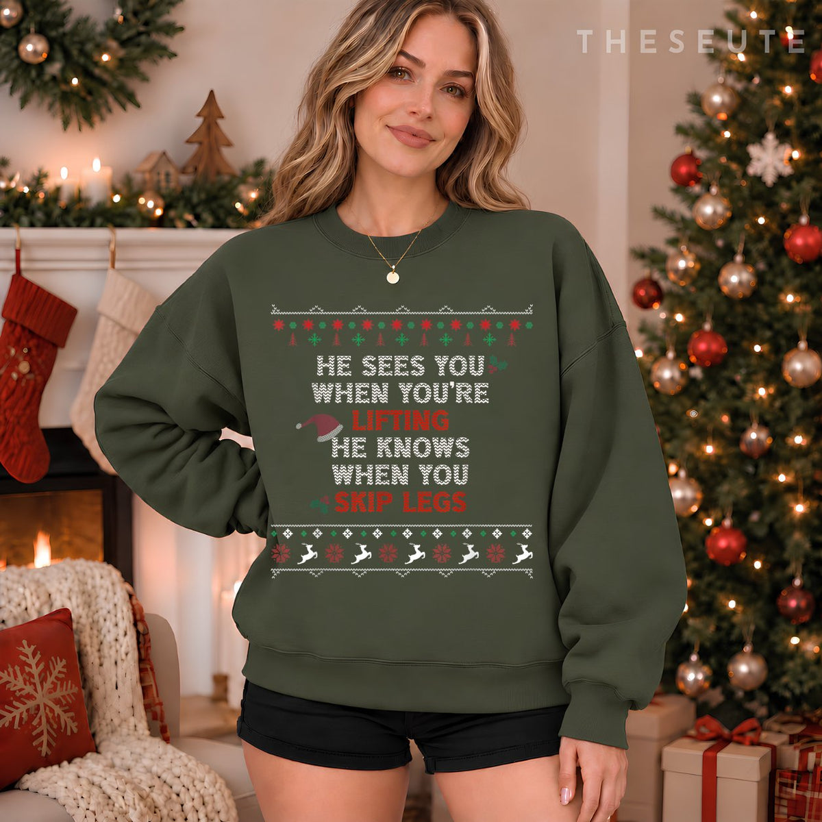 Ugly Funny Christmas Sweatshirt Style Lifting Fitness Slogan Sweatshirt