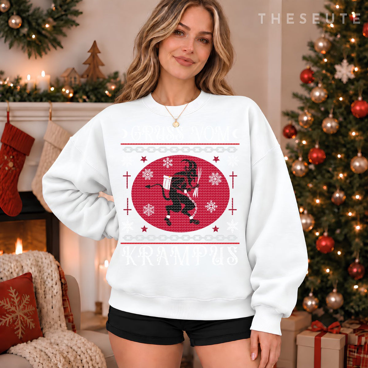 Gruss Vom Krampus. Goth Christmas Ugly Sweatshirt. Krampus Xmas Sweatshirt