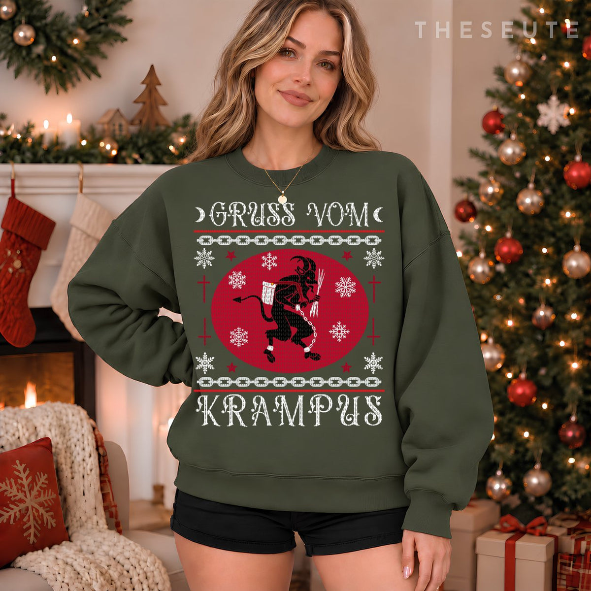 Gruss Vom Krampus. Goth Christmas Ugly Sweatshirt. Krampus Xmas Sweatshirt