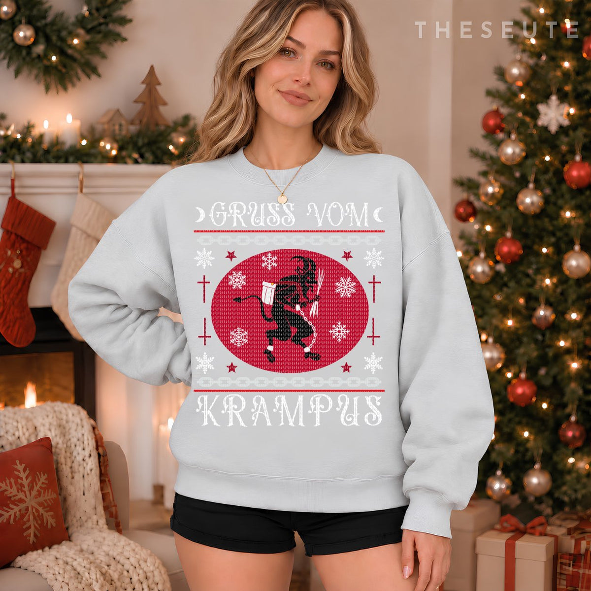 Gruss Vom Krampus. Goth Christmas Ugly Sweatshirt. Krampus Xmas Sweatshirt