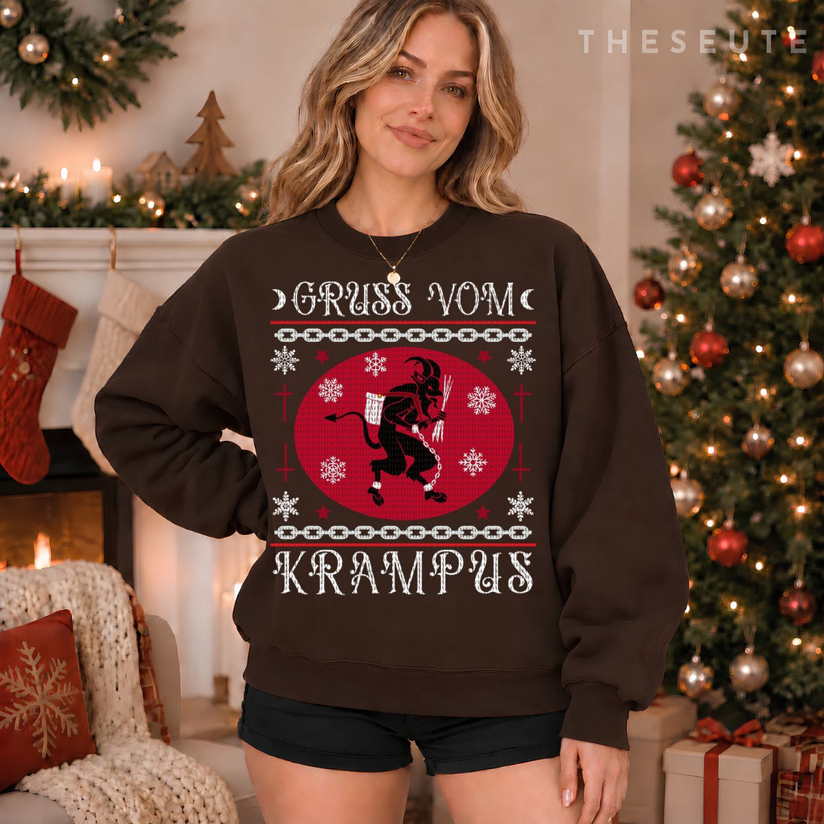 Gruss Vom Krampus. Goth Christmas Ugly Sweatshirt. Krampus Xmas Sweatshirt