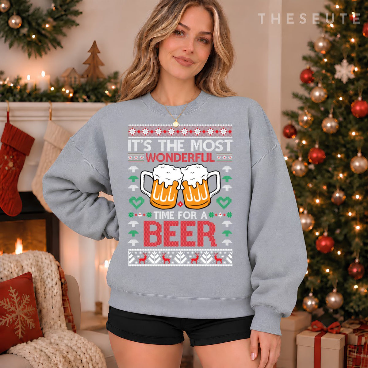 wonderful time for a beer Ugly Christmas Sweatshirt