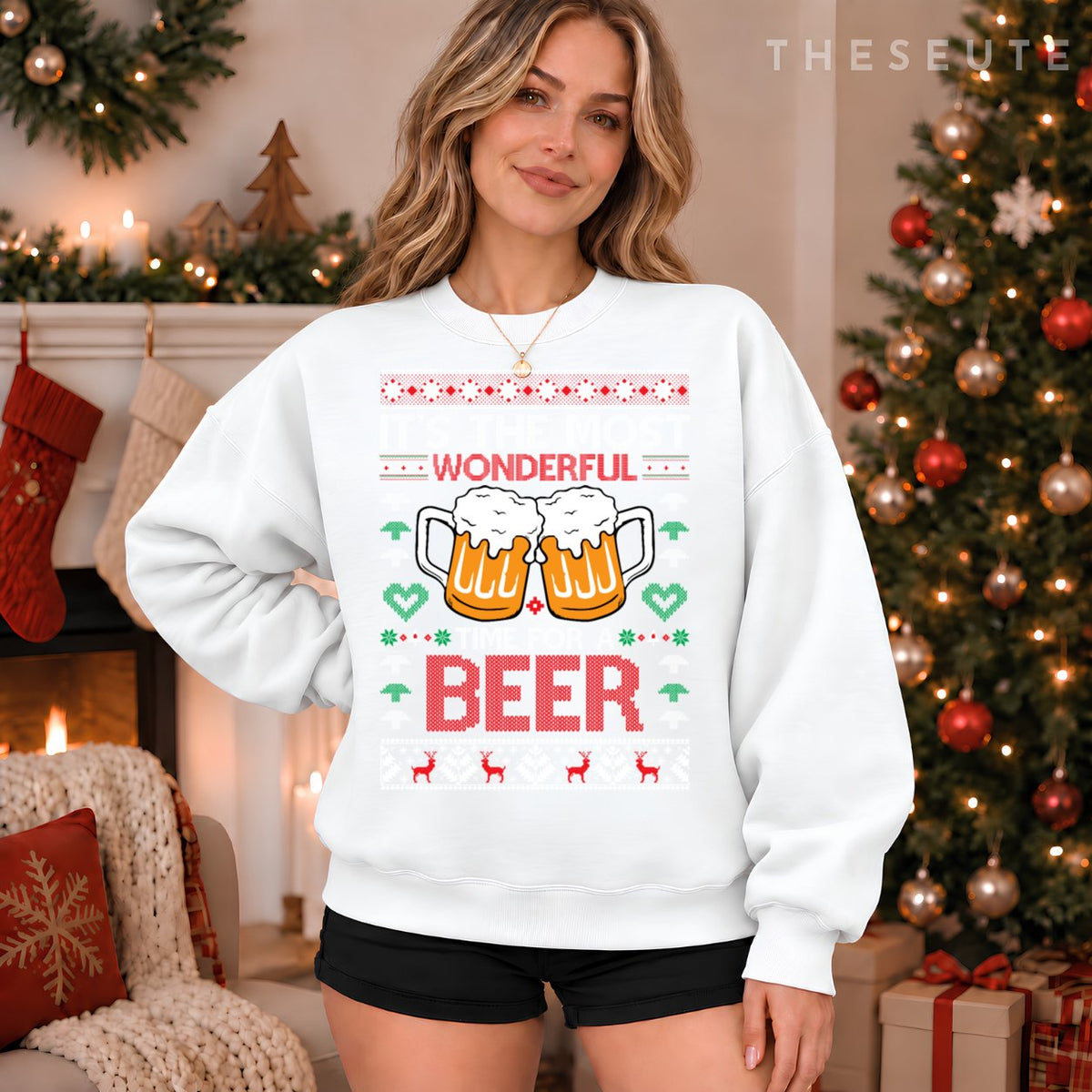 wonderful time for a beer Ugly Christmas Sweatshirt