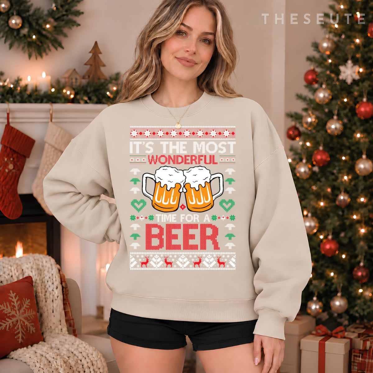 wonderful time for a beer Ugly Christmas Sweatshirt