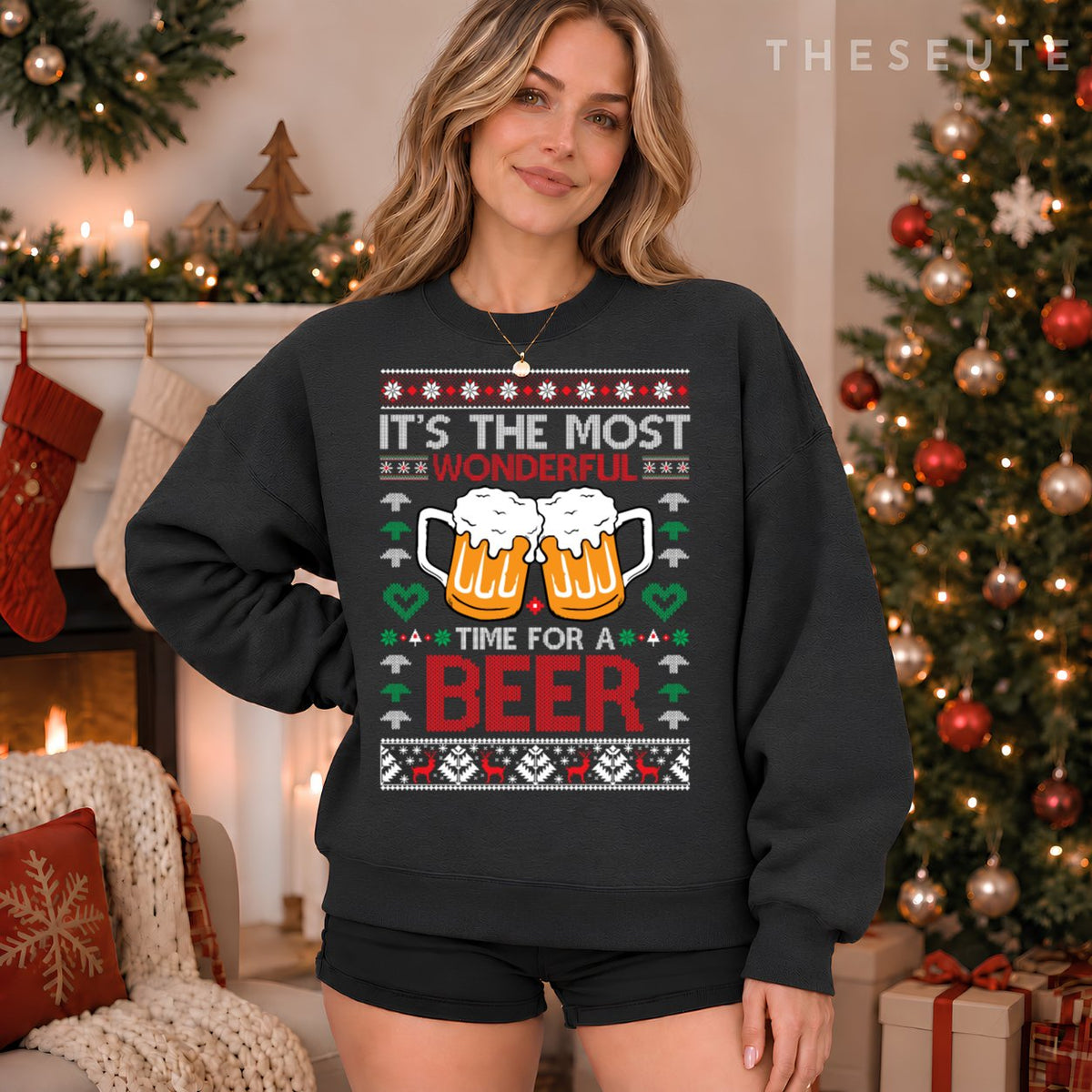 wonderful time for a beer Ugly Christmas Sweatshirt