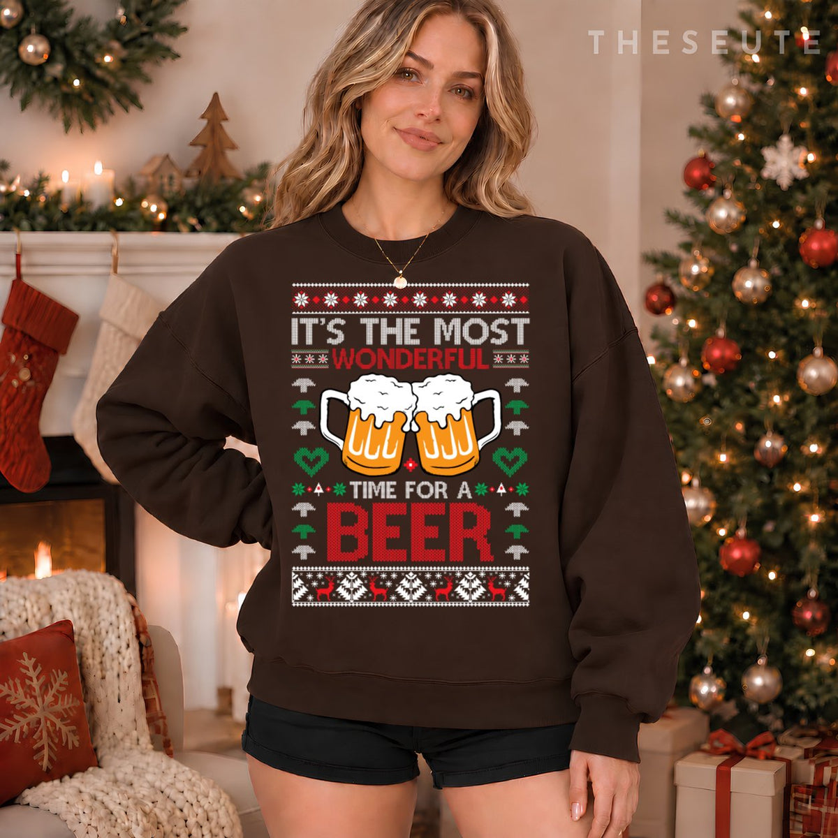 wonderful time for a beer Ugly Christmas Sweatshirt
