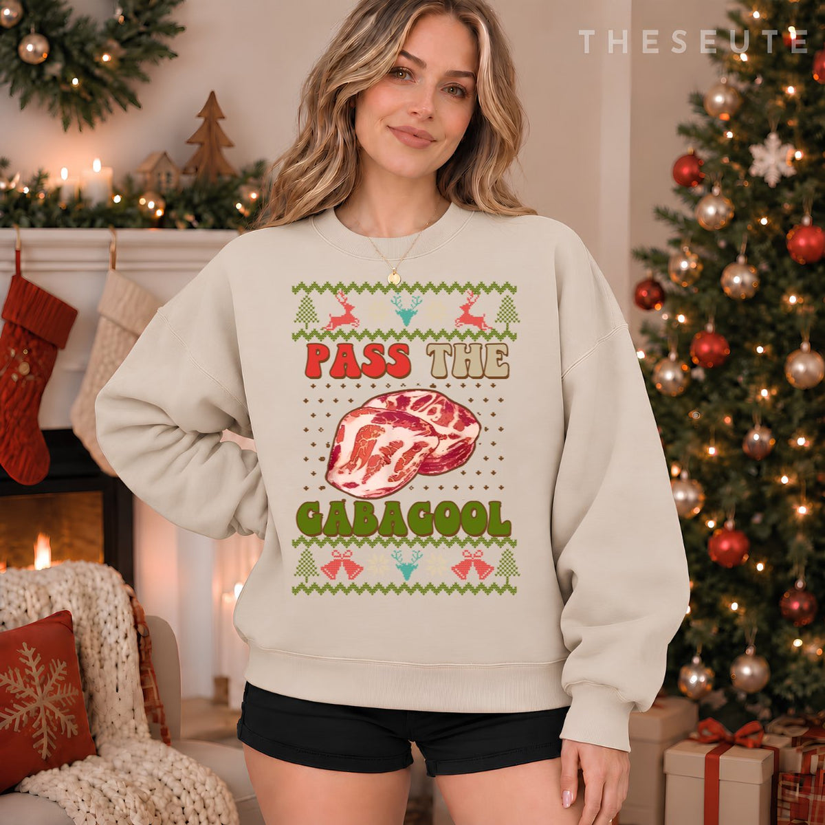 Pass the Gabagool Christmas, Ugly Xmas Sweatshirt For Men Women Sweatshirt