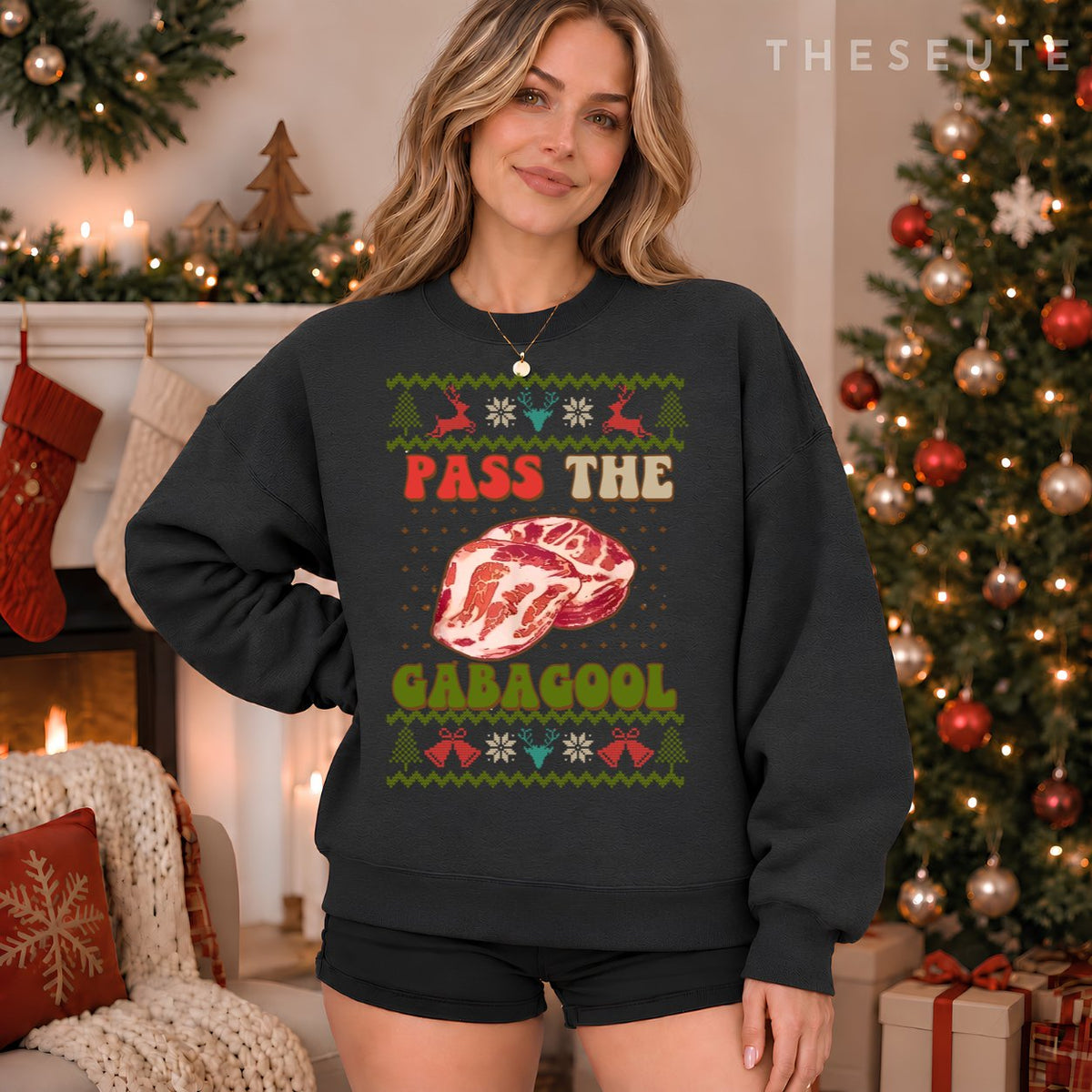 Pass the Gabagool Christmas, Ugly Xmas Sweatshirt For Men Women Sweatshirt