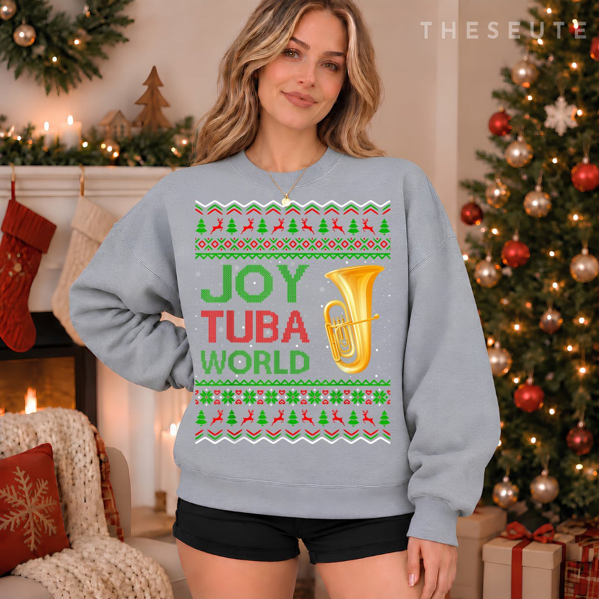 Joy Tuba World Music Lover Xmas Gift Ugly Tuba Christmas Sweatshirt