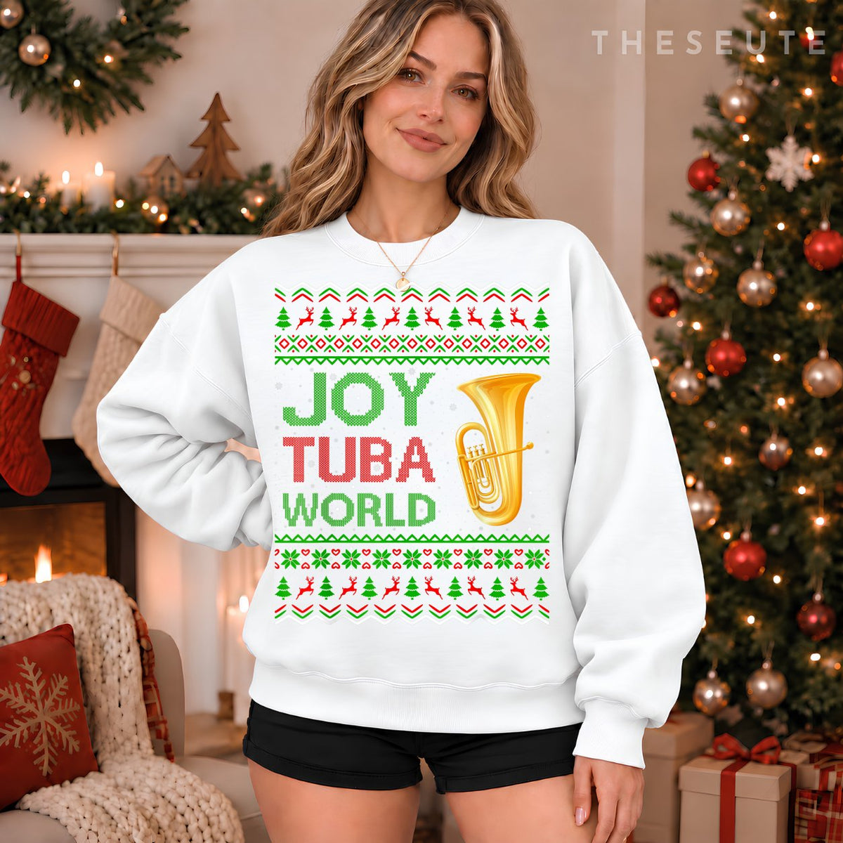 Joy Tuba World Music Lover Xmas Gift Ugly Tuba Christmas Sweatshirt