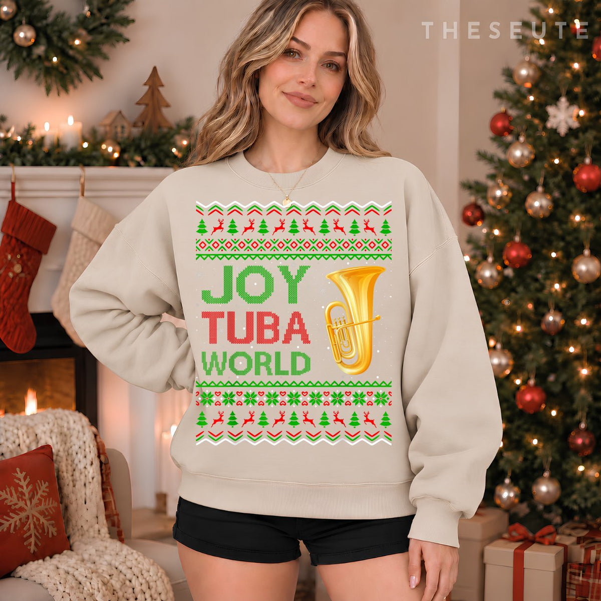 Joy Tuba World Music Lover Xmas Gift Ugly Tuba Christmas Sweatshirt