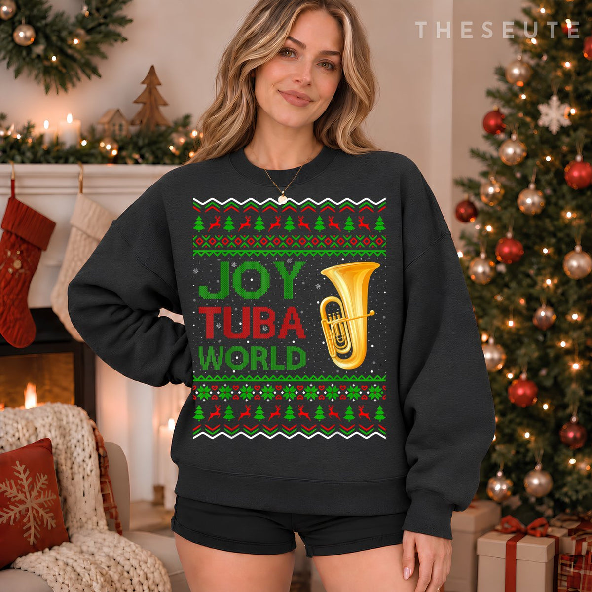 Joy Tuba World Music Lover Xmas Gift Ugly Tuba Christmas Sweatshirt