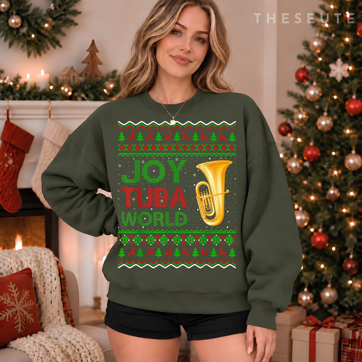 Joy Tuba World Music Lover Xmas Gift Ugly Tuba Christmas Sweatshirt