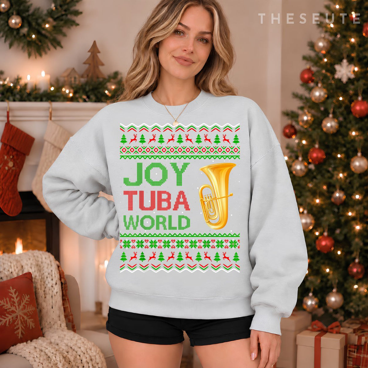 Joy Tuba World Music Lover Xmas Gift Ugly Tuba Christmas Sweatshirt