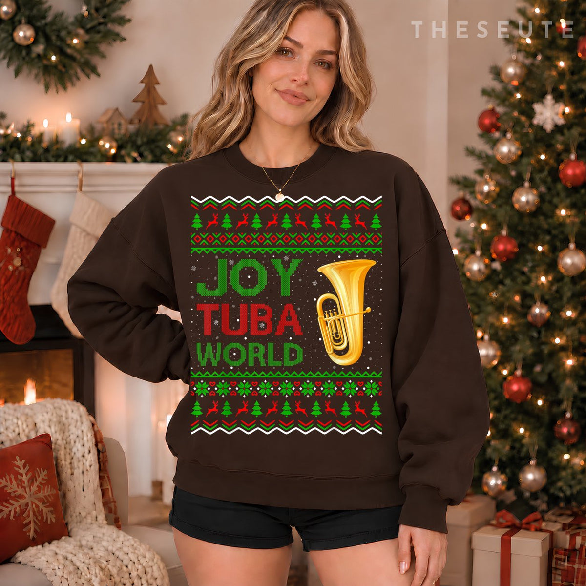 Joy Tuba World Music Lover Xmas Gift Ugly Tuba Christmas Sweatshirt