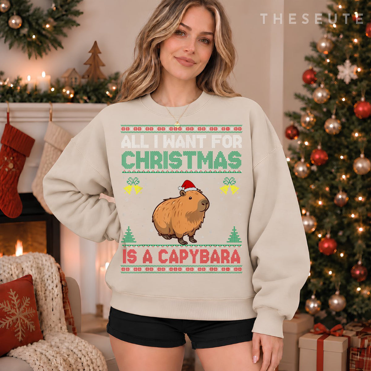 All I Want For Christmas Is A Capybara Ugly Sweatshirt