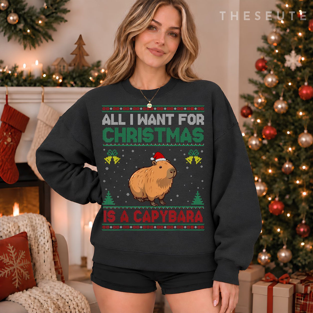 All I Want For Christmas Is A Capybara Ugly Sweatshirt