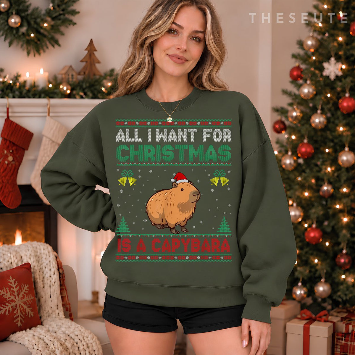 All I Want For Christmas Is A Capybara Ugly Sweatshirt