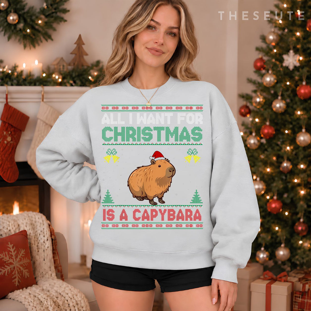 All I Want For Christmas Is A Capybara Ugly Sweatshirt
