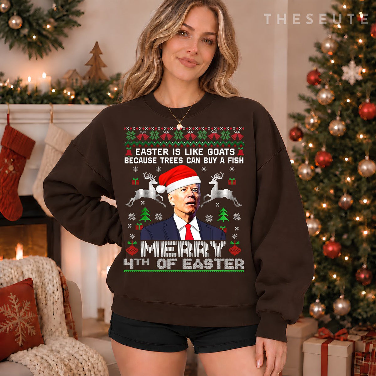 Joe Biden Happy 4th Easter Ugly Christmas Sweatshirt For Women Sweatshirt