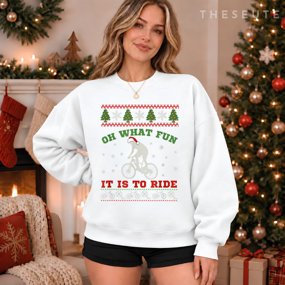 Mountain Bike Rider, Oh What Fun Christmas Ugly Sweatshirt Gift Sweatshirt