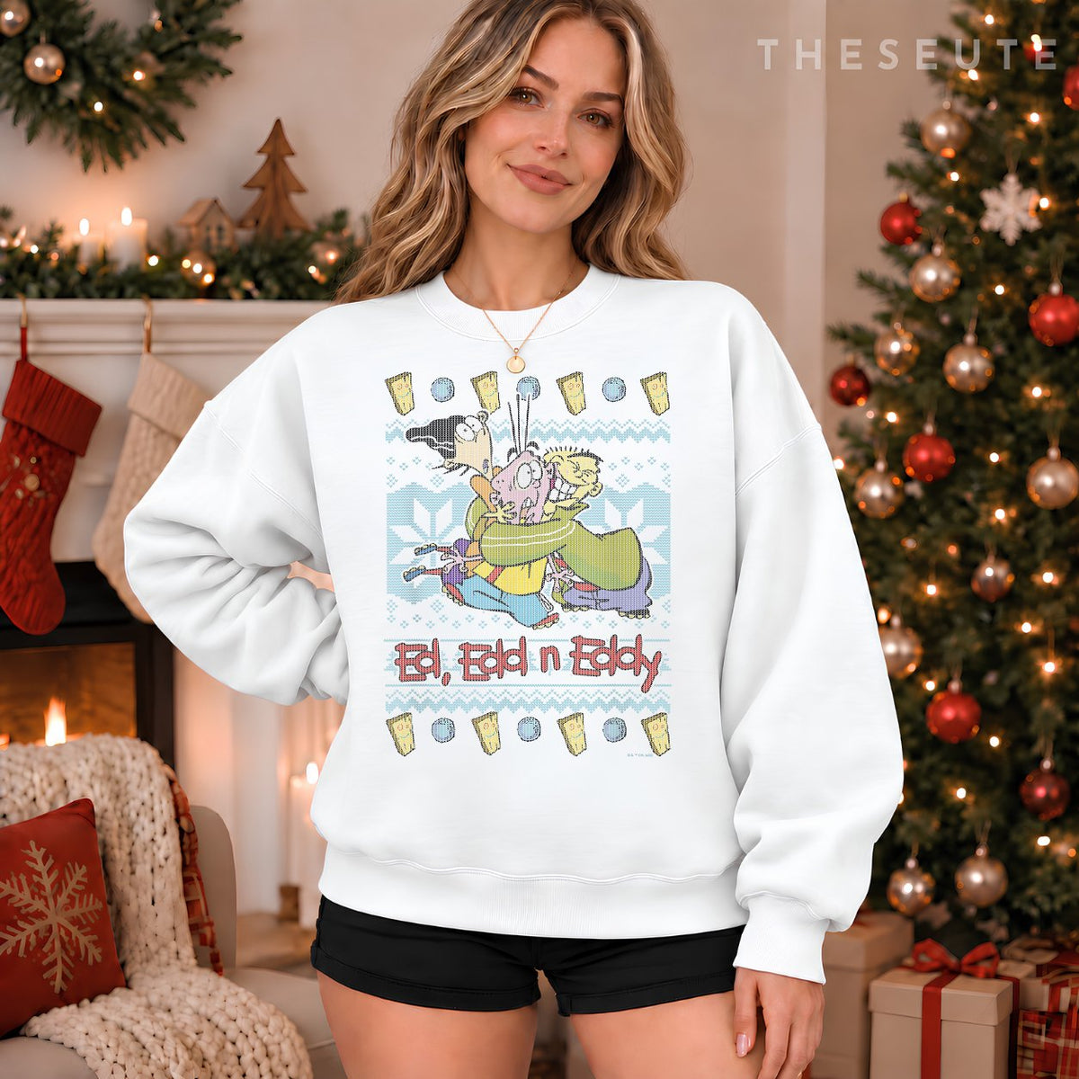 Ed, Edd, and Eddy Christmas Friends Ugly Sweatshirt