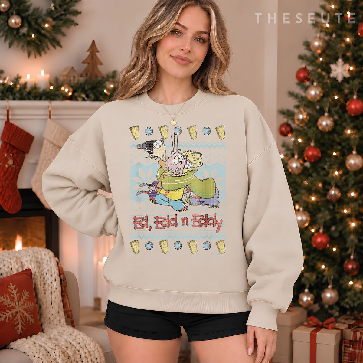 Ed, Edd, and Eddy Christmas Friends Ugly Sweatshirt