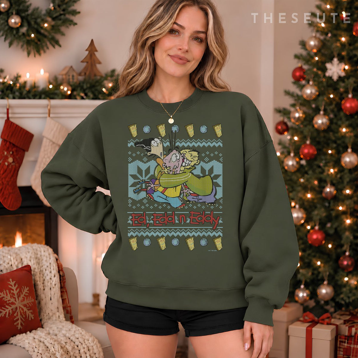 Ed, Edd, and Eddy Christmas Friends Ugly Sweatshirt