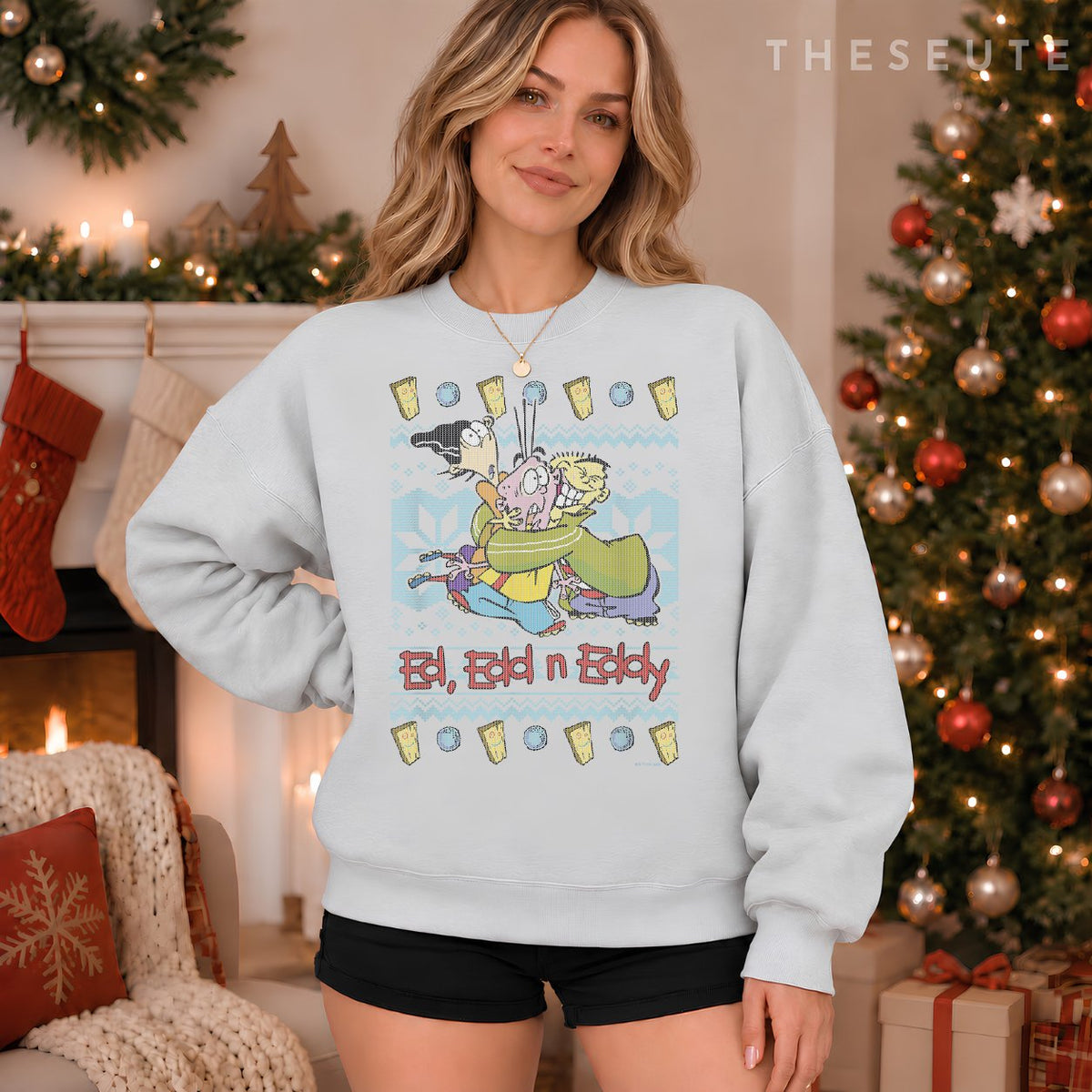 Ed, Edd, and Eddy Christmas Friends Ugly Sweatshirt