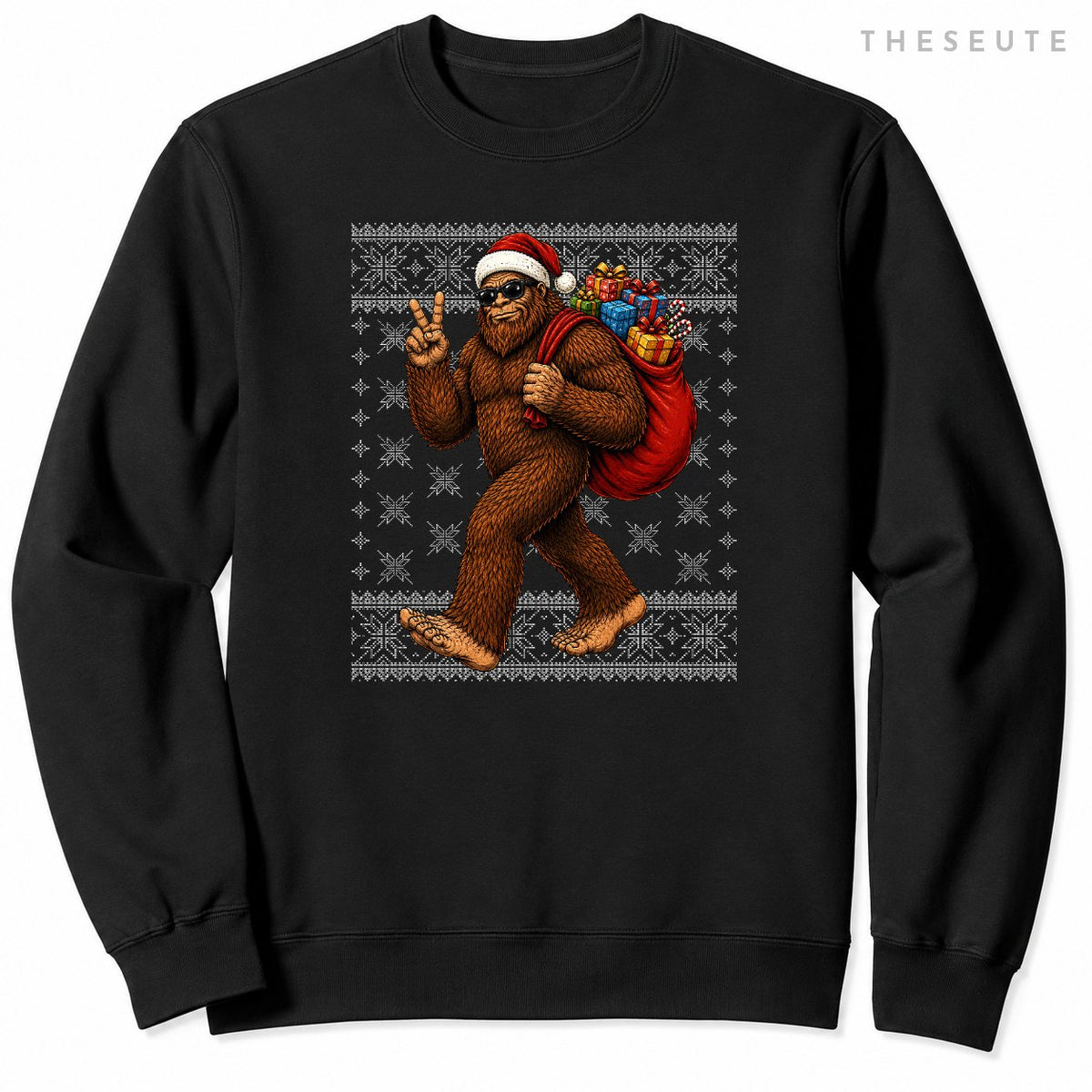 Bigfoot Sasquatch Christmas Ugly Sweatshirt Festive Xmas Sweatshirt
