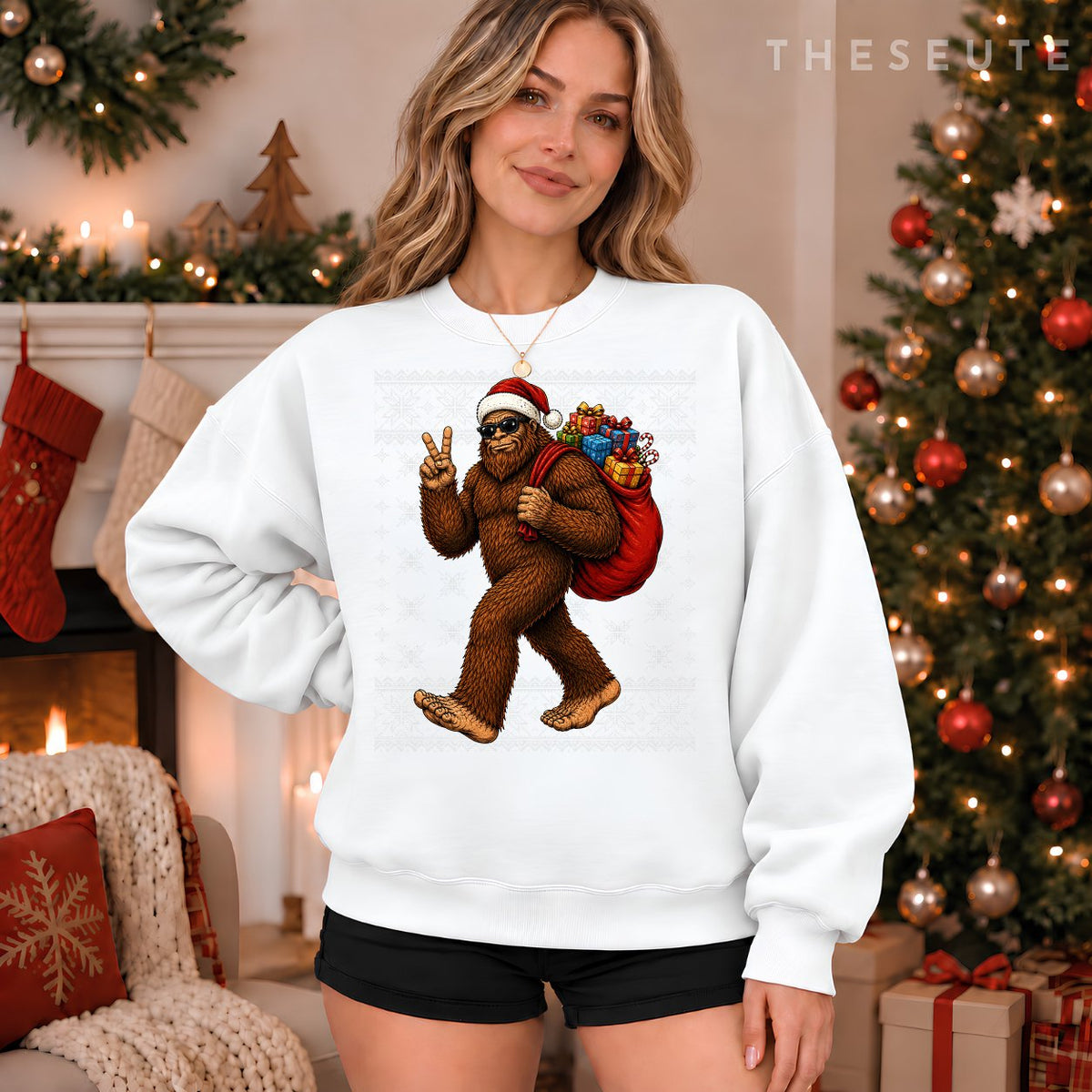 Bigfoot Sasquatch Christmas Ugly Sweatshirt Festive Xmas Sweatshirt