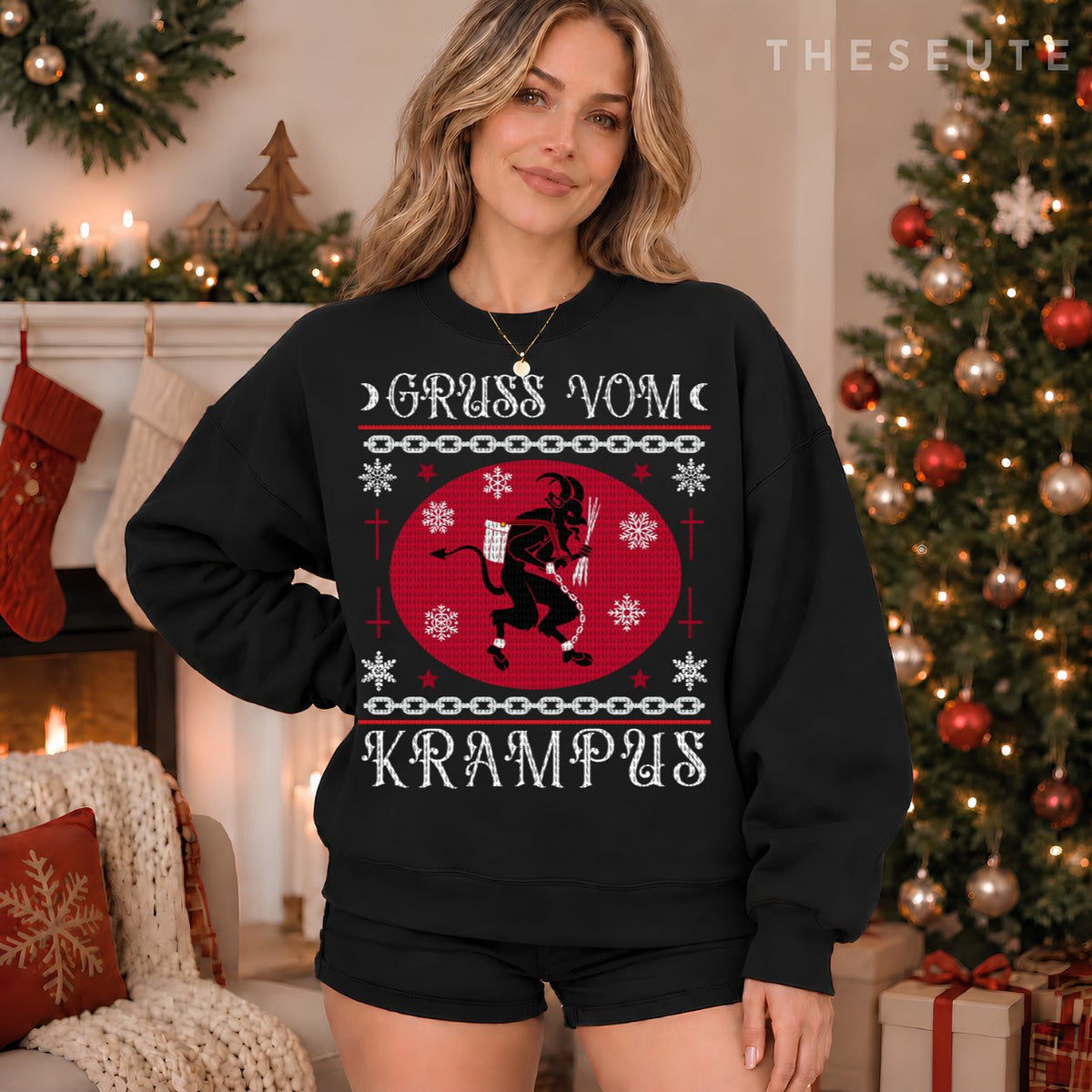 Gruss Vom Krampus. Goth Christmas Ugly Sweatshirt. Krampus Xmas Sweatshirt
