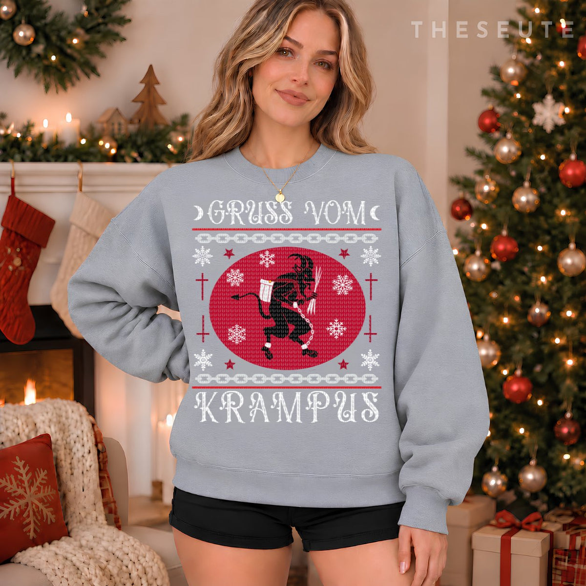 Gruss Vom Krampus. Goth Christmas Ugly Sweatshirt. Krampus Xmas Sweatshirt