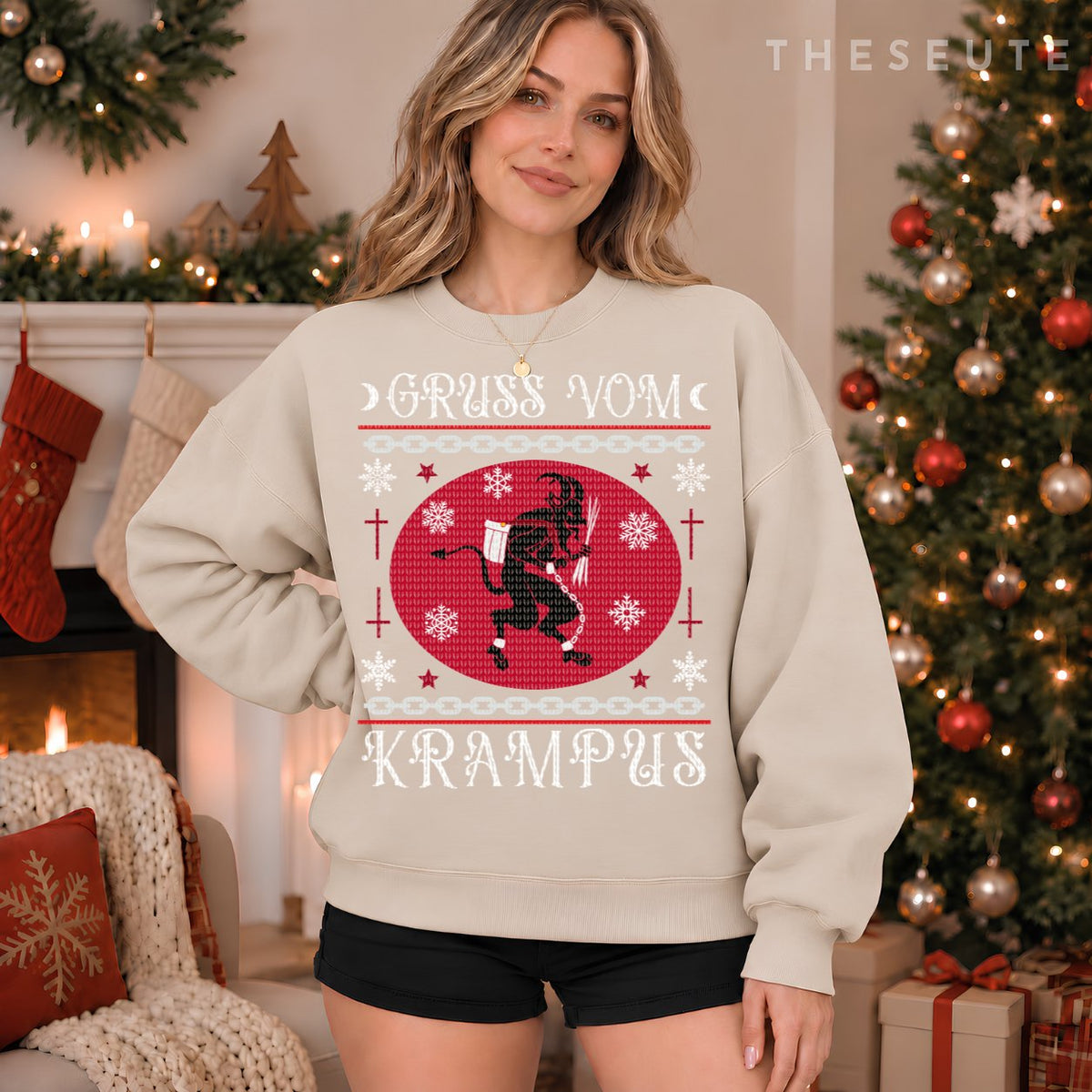 Gruss Vom Krampus. Goth Christmas Ugly Sweatshirt. Krampus Xmas Sweatshirt